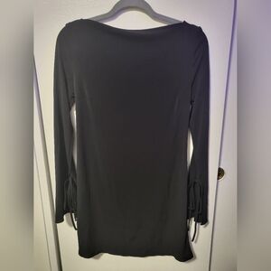 UO Black Slinky Backless Flare Longsleeve Dress M